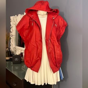 Long champ leather hoodie jacket